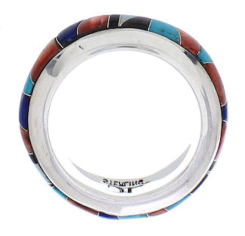 Sterling Silver Multicolor Inlay Southwest Ring Size 5-1/2 TX41911